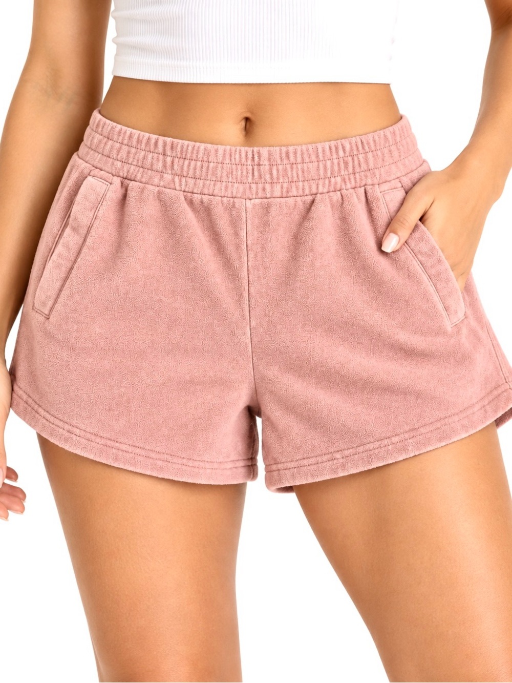 💥3/$15💥 90 Degree By Reflex Pink Terry Cloth Athletic Shorts